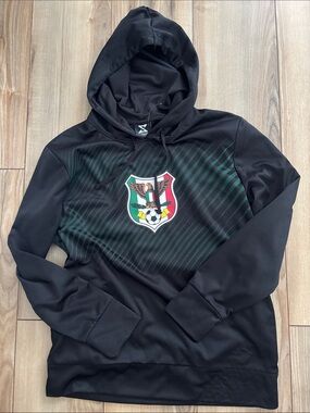 Striker Mexico Soccer Hooded Sweatshirt Sz M Black Crest Logo